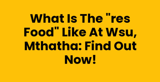 What Is The "Res Food" Like At Wsu, Mthatha - A Dining Experience